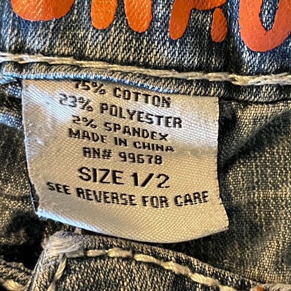 Hydraulic Womens Distressed Denim Shorts Size 1/2  Embroidered Back Pockets - Picture 2 of 8